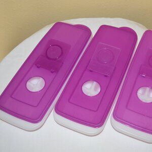 Tupperware Fresh N Pure Set of 3 Ice Cube Trays w Flip Lids Purplicious 2705B-4
